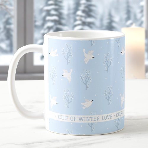 Cute Light Blue Name Winter Pattern Coffee Mug
