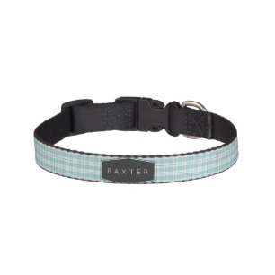 Cute Light Blue Plaid Pet Dog Collar