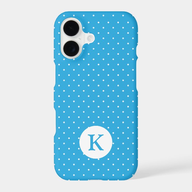 Cute Light Blue Polka Dot Pattern Monogram Iphone Case (Back)