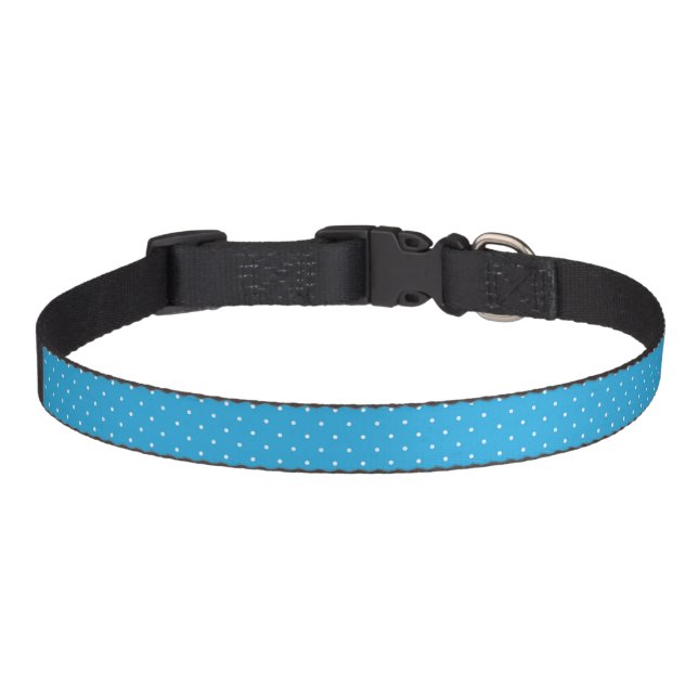 Cute Light Blue Polka Dot Pattern Pet Collar (Front)