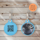 Cute light blue  Qr code  photo  stylish modern  Pet ID Tag<br><div class="desc">add all your details to this stunning qr code pet tag and make sure your pets can return safe and well. this design is a Qr code on a adorble light blue  background on the reversed you can add your dogs photo.</div>