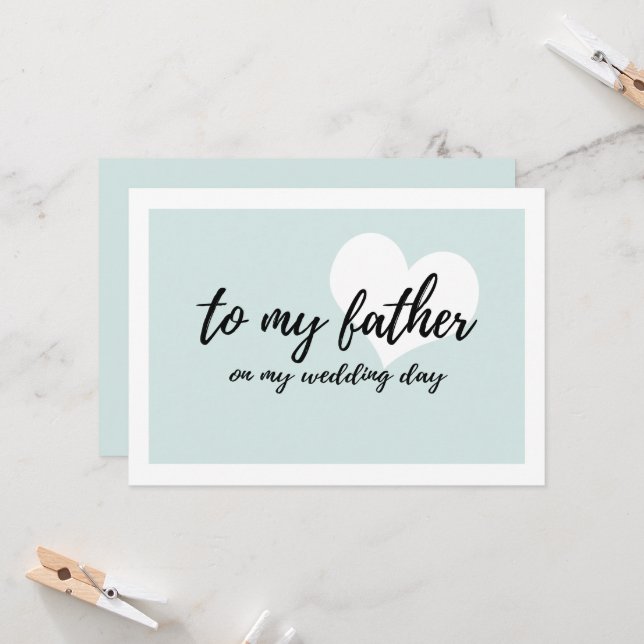 Cute light blue "to my father on my wedding day" card (Front/Back In Situ)