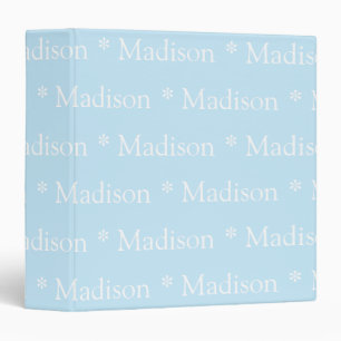 Cute light blue white custom name text pattern  3 ring binder