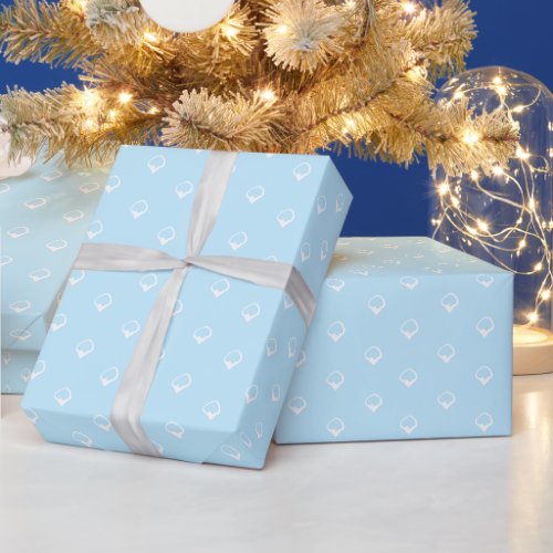 Cute light blue white snowflakes snow falling wrapping paper