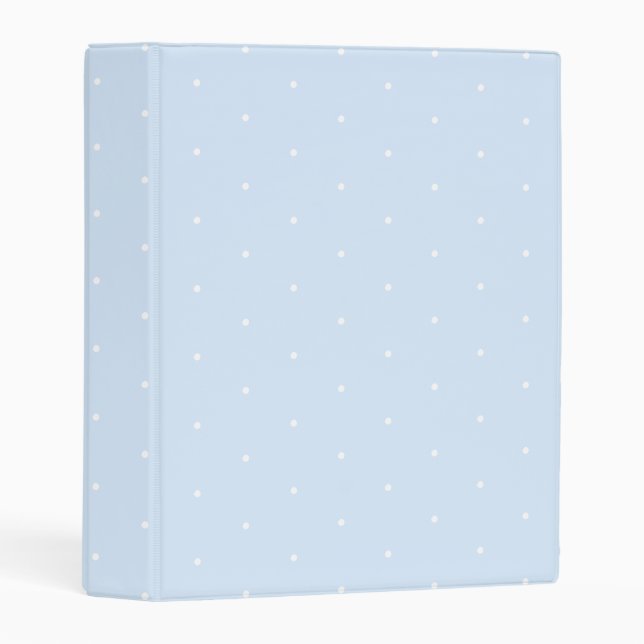 Cute light blue white tiny polka dot pattern mini binder (Front/Spine)