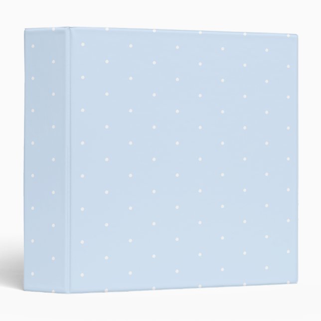 Cute light blue white tiny polka dots pattern 3 ring binder (Front/Spine)