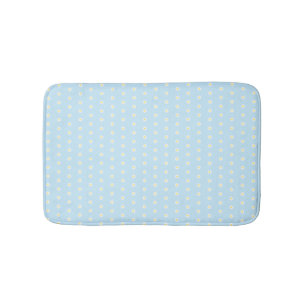Cute light blue yellow white daisy flower pattern bath mat