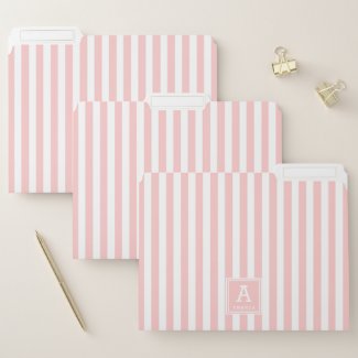 Cute Light Blush Pink Stripes Monogrammed Initials