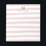 Cute Light Blush Pink  Watercolor Stripes Monogram Notepad<br><div class="desc">The design features a personalized monogram initial and name in a simple and modern typographic font with a cute,  modern and stylish light blush pink watercolor brush stripes.</div>