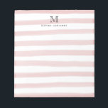 Cute Light Blush Pink  Watercolor Stripes Monogram Notepad<br><div class="desc">The design features a personalized monogram initial and name in a simple and modern typographic font with a cute,  modern and stylish light blush pink watercolor brush stripes.</div>