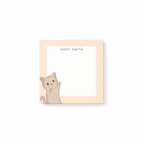 Cute light Brown Cat Personalized Post-it Notes