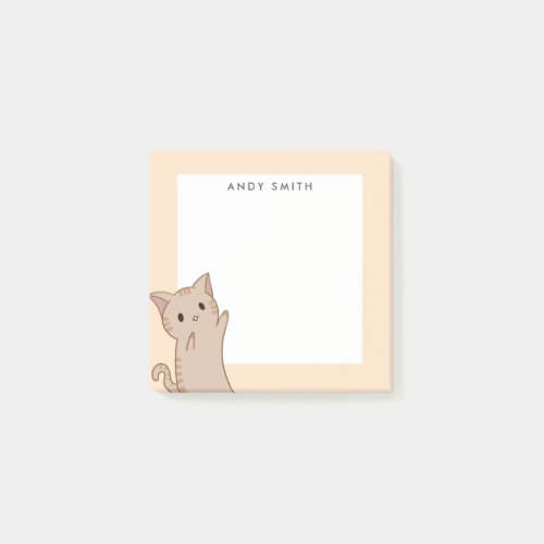 Cute light Brown Cat Personalized Post_it Notes