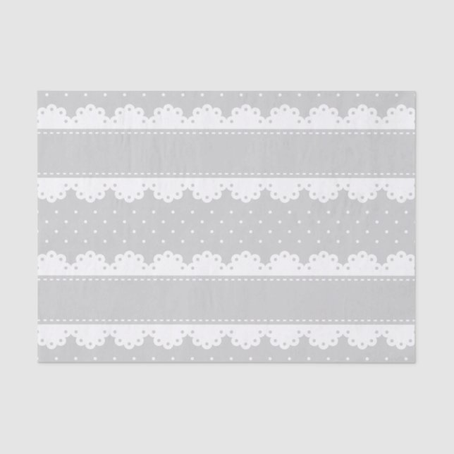 Cute Light Gray White Polka Dot Lace Pattern Tissue Paper (Front)