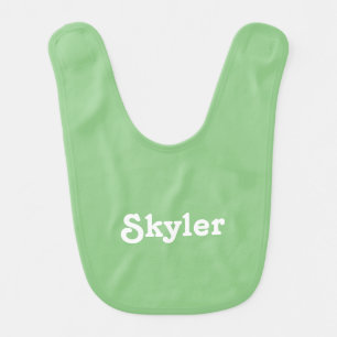Cute light green custom name text monogram modern baby bib