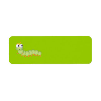 CUTE LIGHT GREEN WORM FUNNY CARTOON SURPRISED LABEL