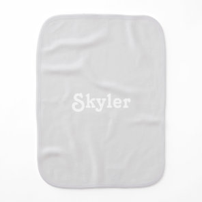 Cute light grey custom name monogram solid plain baby burp cloth