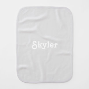 Cute light grey custom name monogram solid plain baby burp cloth