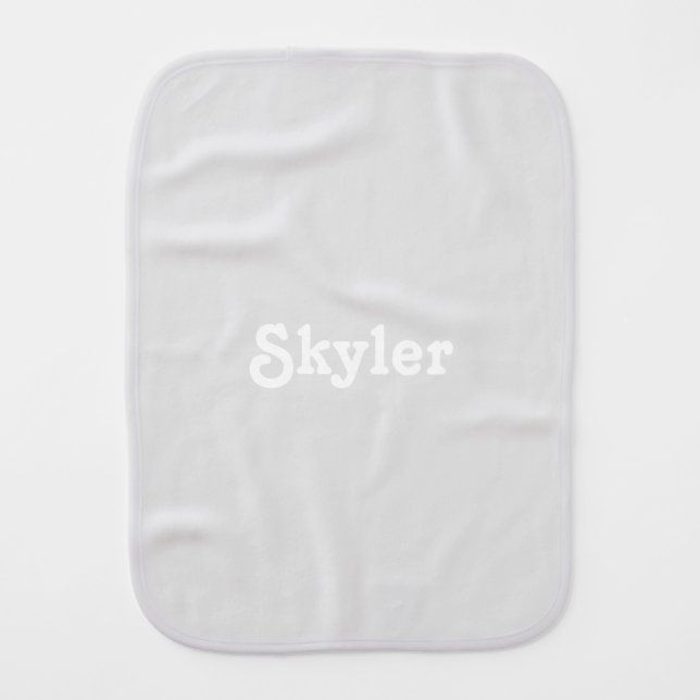 Cute light grey custom name monogram solid plain baby burp cloth (Front)