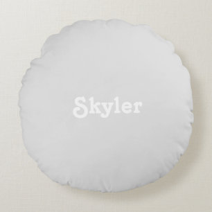 Cute light grey custom name monogram solid plain round pillow