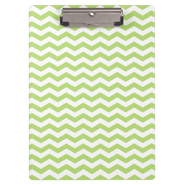 Cute Light Lime Green Chevron Stripes Clipboard (Front)