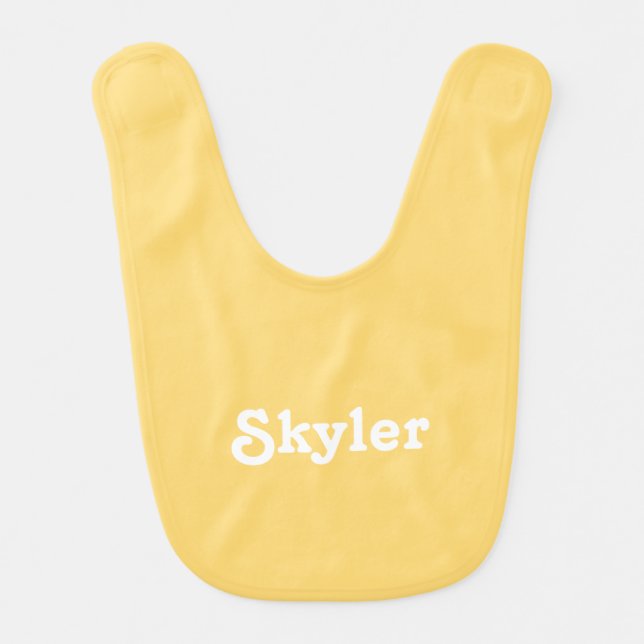 Cute light orange custom name text monogram baby bib (Front)