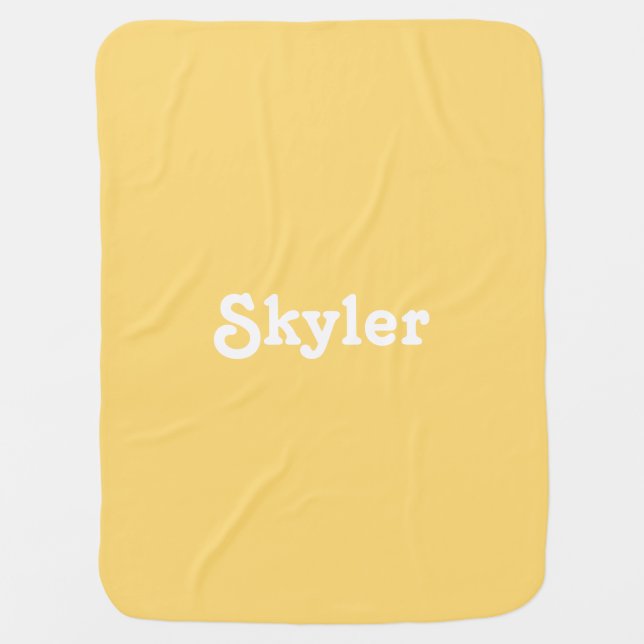 Cute light orange custom name text monogram baby blanket (Front)