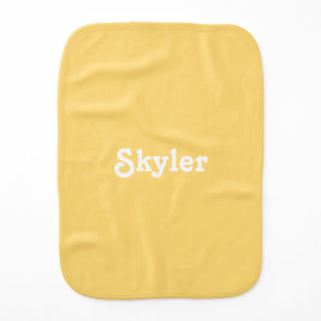 Cute light orange custom name text monogram baby burp cloth