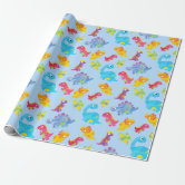 Dinosaur eggs wrapping paper baby blue/green/mint | Zazzle
