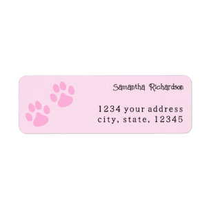Cute Light Pink Animal Pawprint Label