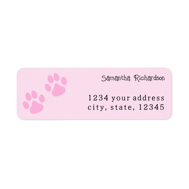 Cute Light Pink Animal Pawprint Label (Front)