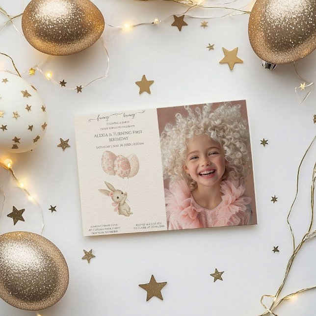 Cute Light Pink Baby Bunny Easter Invitation (Creator Uploaded)