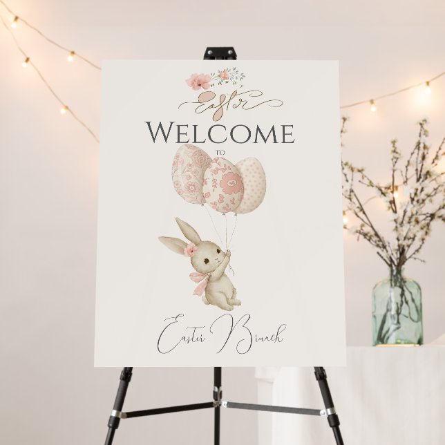 Cute Light Pink Baby Bunny Easter Welcome Foam Board (In Situ (Stand))