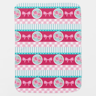 Cute Light Pink & Blue Girly Pattern Baby Blanket