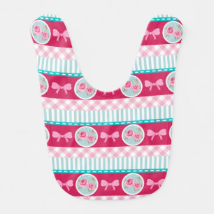 Cute Light Pink & Blue Girly Pattern Bib