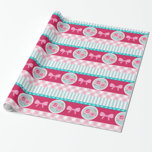 Cute Light Pink & Blue Girly Pattern Wrapping Paper