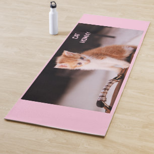 Cute Light Pink "Cat Mommy" Orange Kitten Yoga Mat