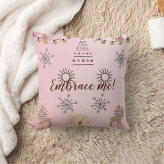 Cute Light Pink Christmas Aesthetic Throw Pillow