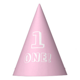 Cute light pink custom number age year birthday party hat