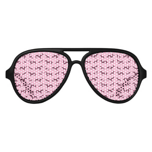 Cute light pink dachshund pattern aviator sunglasses