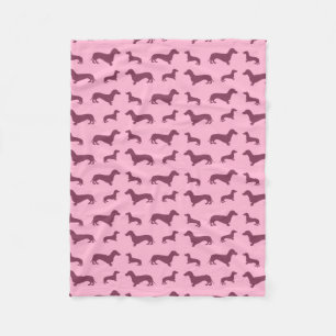 Cute light pink dachshund pattern fleece blanket