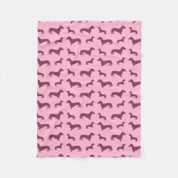 Cute Light Pink Dachshund Pattern Fleece Blanket by Brothergravydesigns at Zazzle