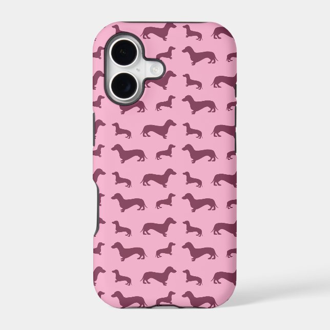 Cute light pink dachshund pattern iphone case (Back)