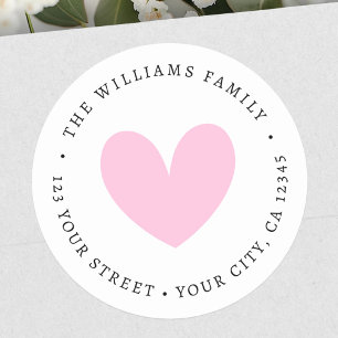Cute light pink heart return address classic round sticker