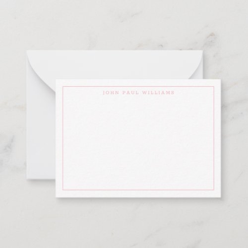Cute Light Pink Professional Simple Thin Border Note Card