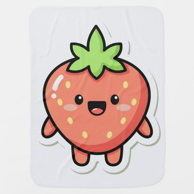Cute light pink strawberry Baby Blanket (Front)