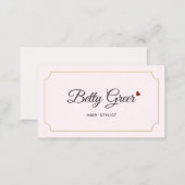 Cute Light Pink Vintage Retro Heart Business Card (Front/Back)