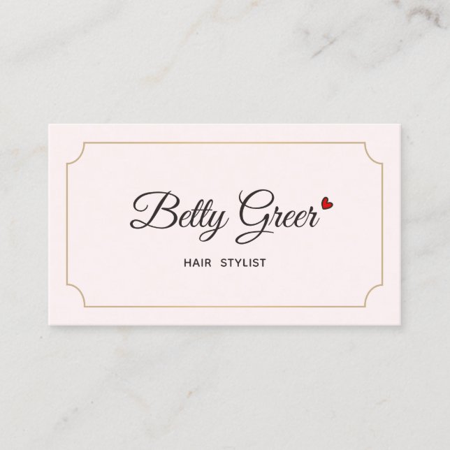 Cute Light Pink Vintage Retro Heart Business Card (Front)