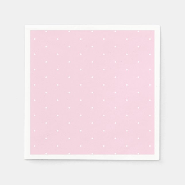 Cute light pink white tiny polka dots cute paper napkins (Front)
