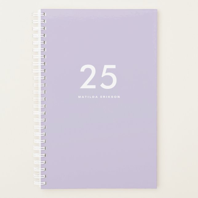 Cute Light Purple Name School Planner (Front)