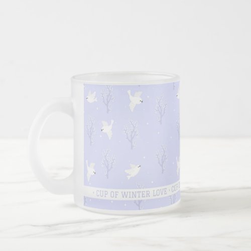 Cute Light Purple Personalized Winter Frosted Glass Coffee Mug